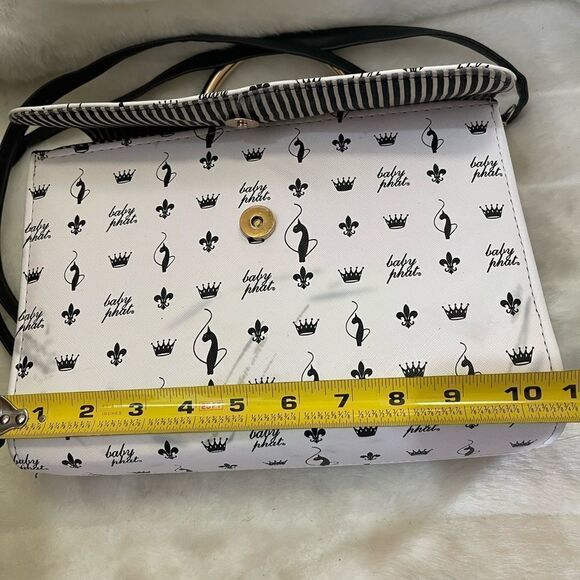 Baby Phat black and white logo satchel/shoulder bag with gold tone accent. - Picture 7 of 11